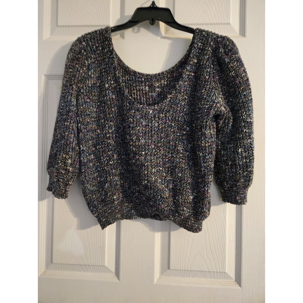Vintage Womens Sweater Saturday Morning Size s Grayish Black Knit Y2K